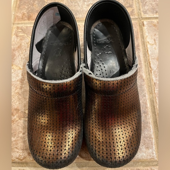 Dansko Shimmering Copper/Bronze Sequin Clogs - Picture 2 of 4